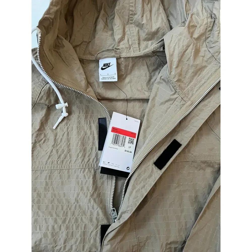 Nike Club Bowline Jacket Windbreaker Khaki Black FN3108-247 Men's Size L